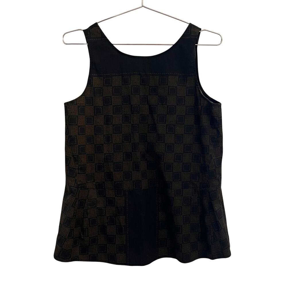 Hache Black & Brown Geometric Print Flare Cotton Tank Made in Italy 42 (M)